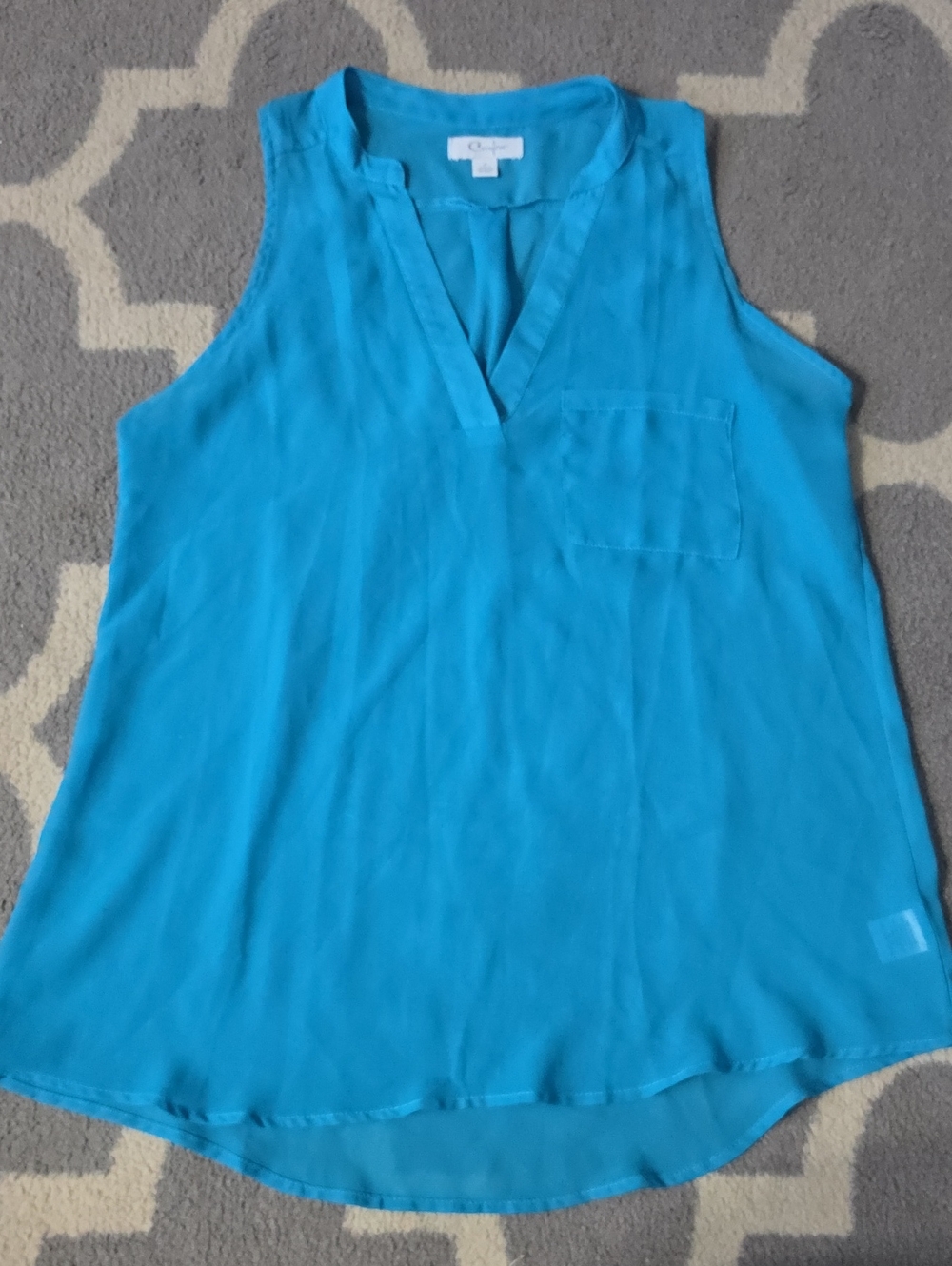 V-Neck Sleeveless Top - Turquoise